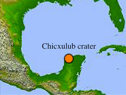 Map of Yucatan showing Chicxulub crater and appearance of the magnetic gravity anomaly