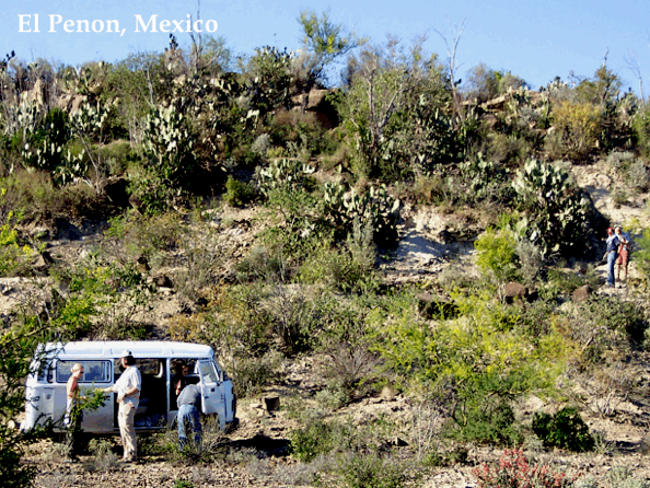 Students and researchers sampling on a mountain side in El Penon