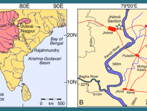 Map of India showing location of Jhilmili and the Jhilmili section