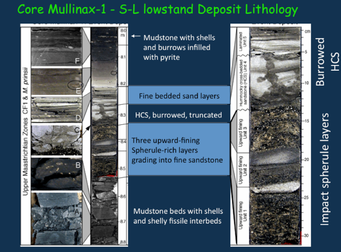 Mullinax-1 lowland deposits of the sandstone complex infills at different levels