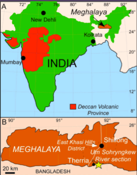 Location of the Um Sohryngkew section of Meghalaya