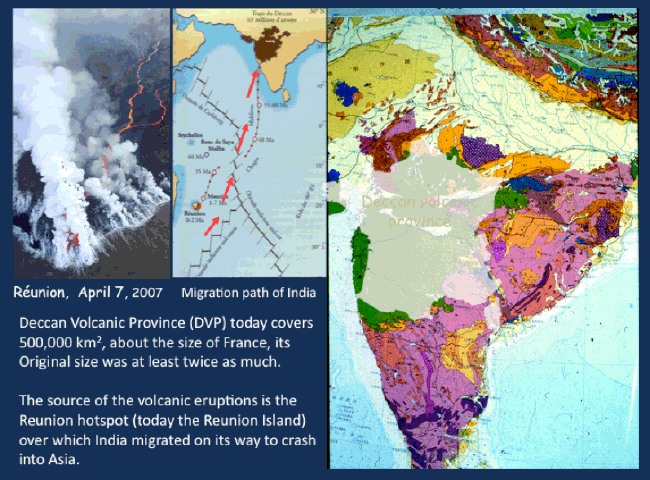 The Deccan volcanic province with image of fumes and charted area